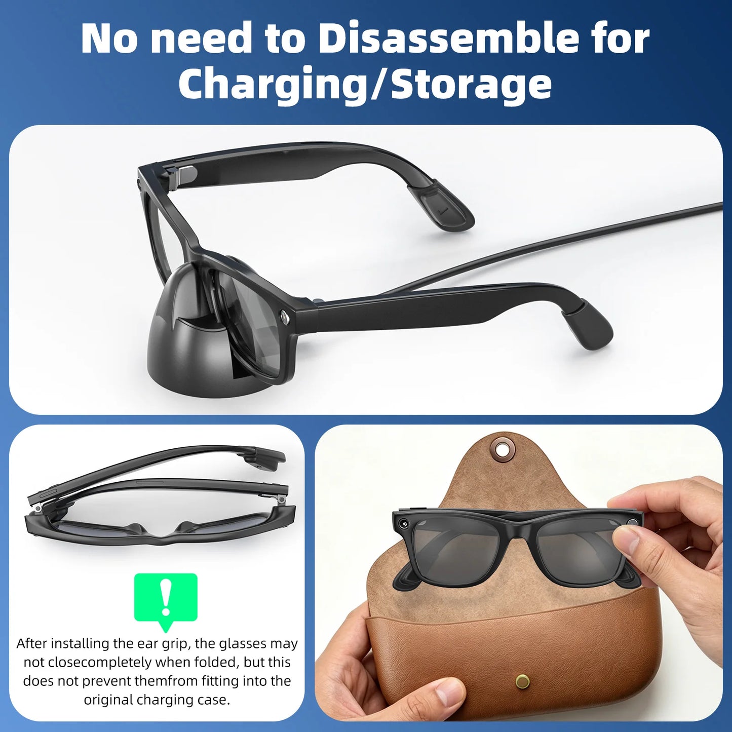 3 Sets Silicone Anti-Slip Eyeglass Ear Hooks Sports Anti-Fall Temple Grips End Tips For Ray-Ban Meta Wayfarer/Skyler/Headliner