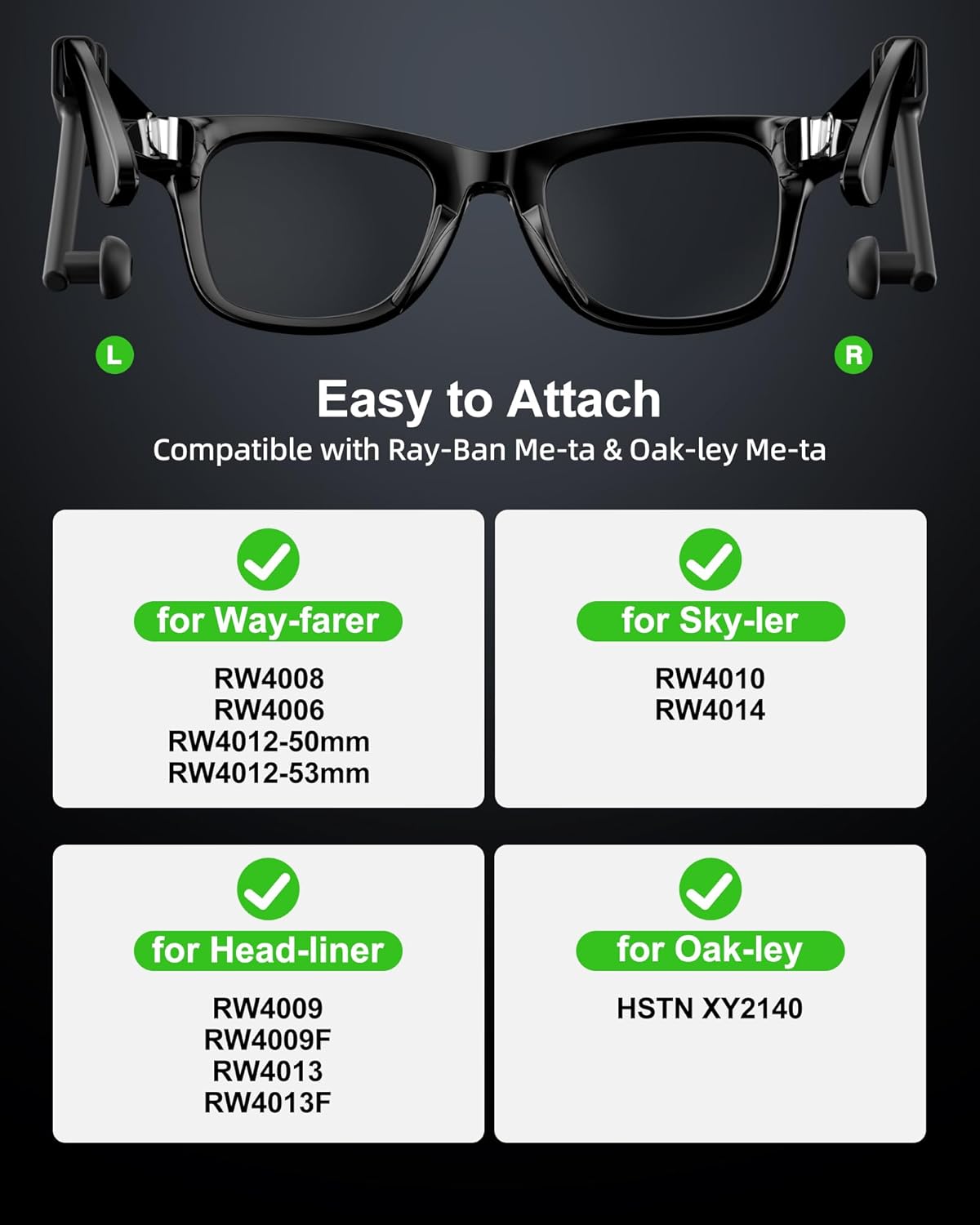 Voice Privacy Ear Tips for RayBan Meta Glasses Gen 1/Gen2 Wayfarer/Skyler/Headliner/Display Oakley HSTN Smart Glasses Increase Volume Sound Booster Accessories