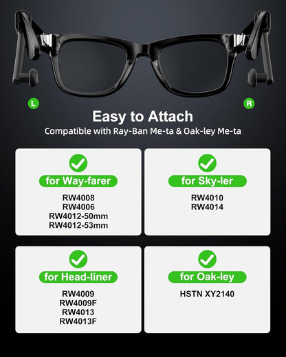 Voice Privacy Ear Tips for RayBan Meta Glasses Gen 1/Gen2 Wayfarer/Skyler/Headliner/Display Oakley HSTN Smart Glasses Increase Volume Sound Booster Accessories