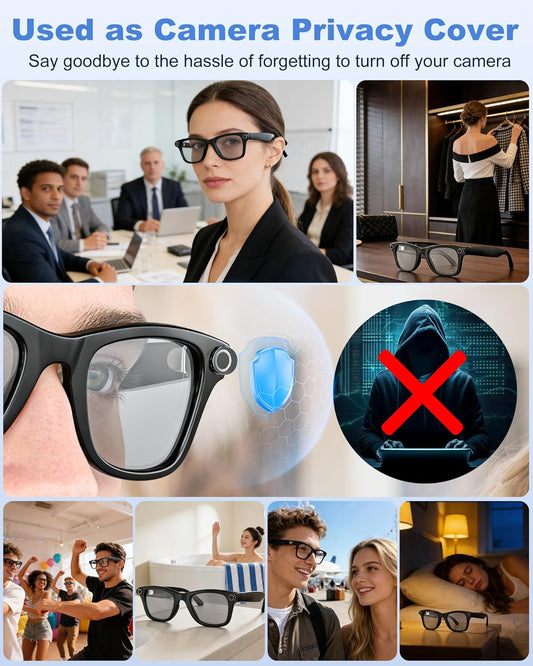 4Pcs 180°Rotating LED & Camera Privacy Light Cover Blocker Compatible with Ray Ban Meta(Gen 1 & 2) Wayfarer/Skyler/Headliner & Oakley Meta HSTN AI Smart Glasses Accessories, Translucent