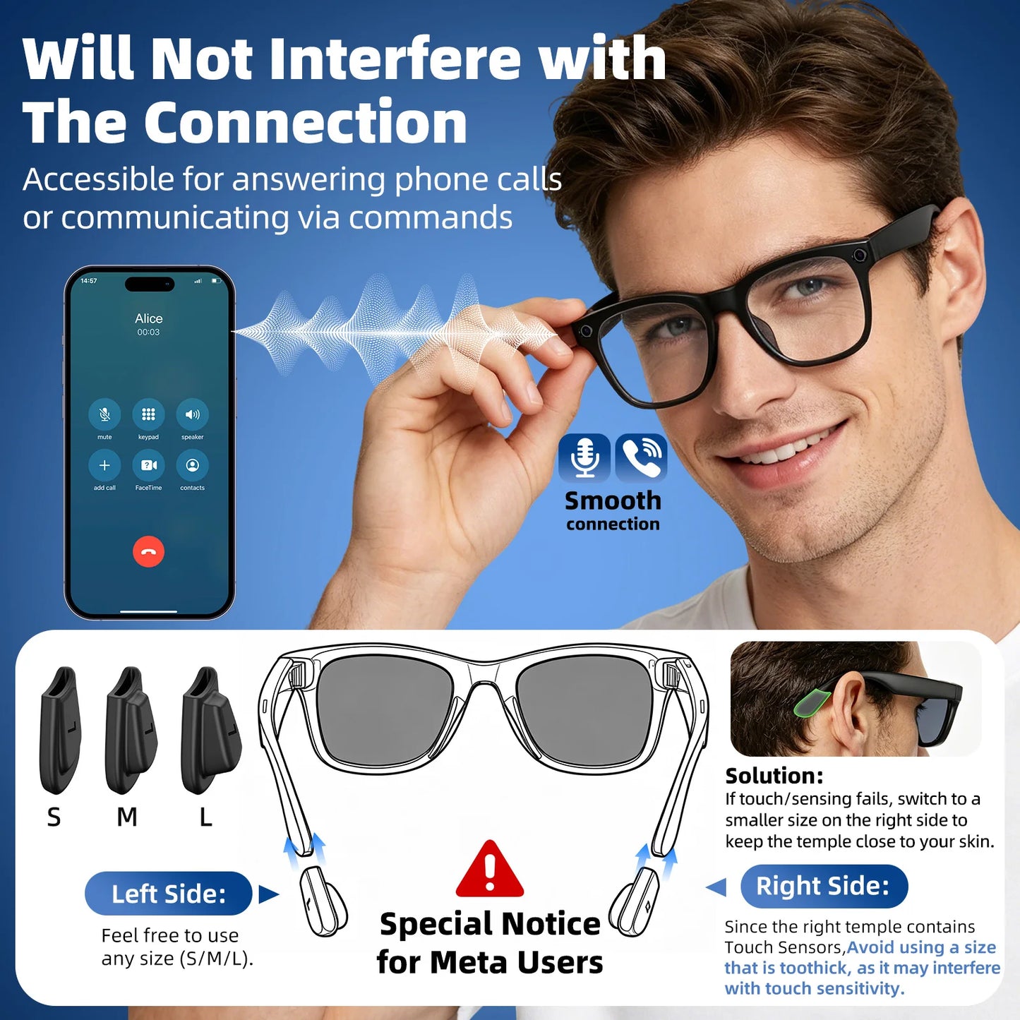 3 Sets Silicone Anti-Slip Eyeglass Ear Hooks Sports Anti-Fall Temple Grips End Tips For Ray-Ban Meta Wayfarer/Skyler/Headliner