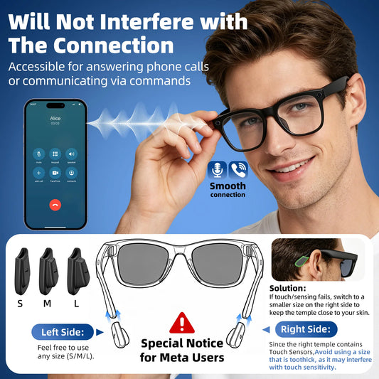 3 Sets Silicone Anti-Slip Eyeglass Ear Hooks Sports Anti-Fall Temple Grips End Tips For Ray-Ban Meta Wayfarer/Skyler/Headliner