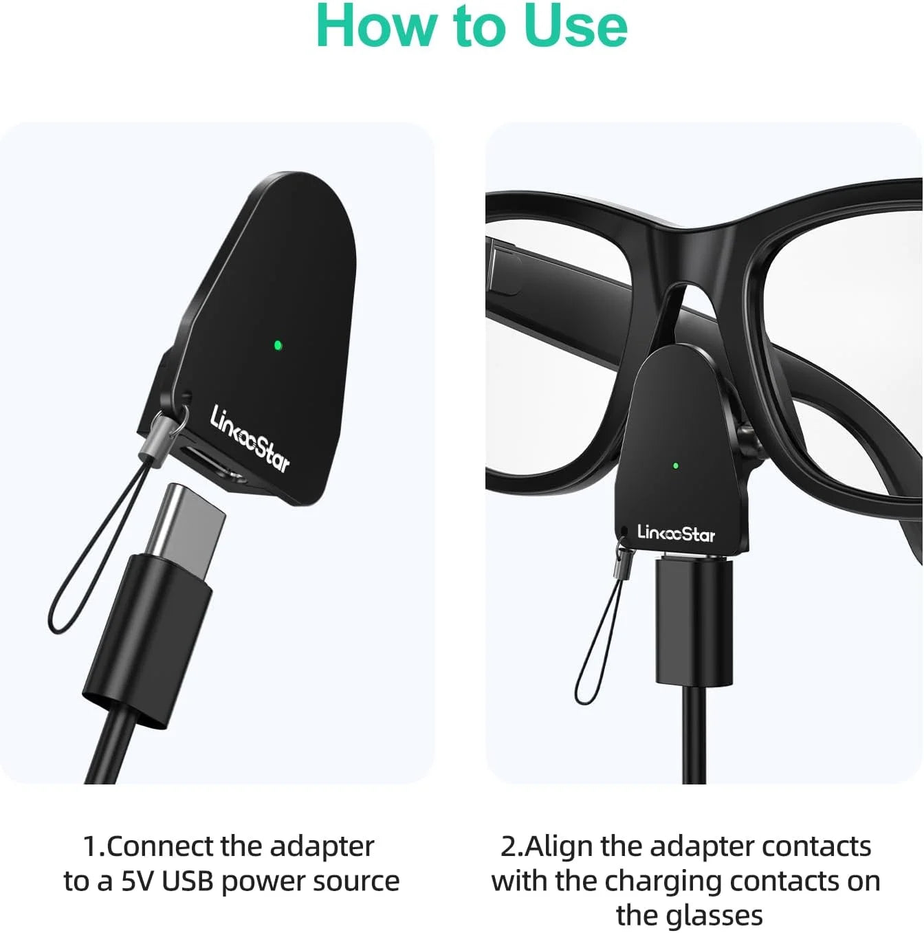 USB C Port Charger Adapter for Ray-Ban Meta Gen1&2 Wayfarer/Skyler/Headliner Portable Charger Connector AI Smart Glasses Accss